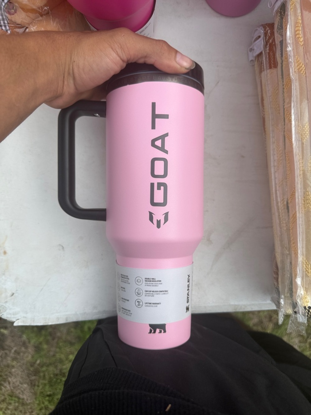Stanley Pink GOAT Insulated Travel Mug with Handle